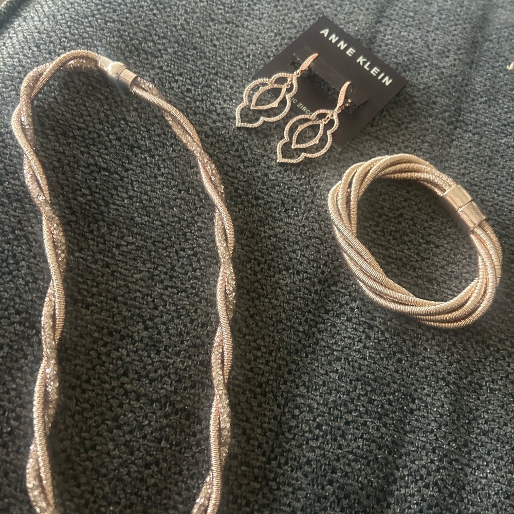 Anne Klein Gold Twisted Necklace Set